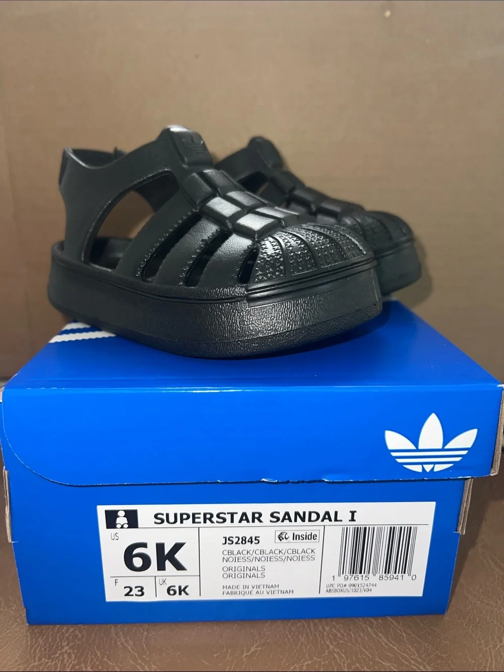 adidas Kids Black Superstar Sandal I